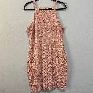 AUW Women's pink Floral Lace Sleeveless Dress Size 12